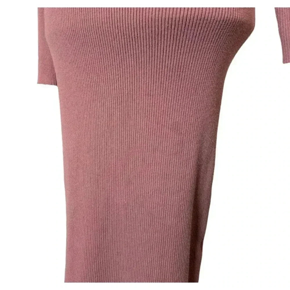 Aritzia Wilfred Gabrielle Ashy Rose Pink Off the Shoulder Midi Knit Dress Medium - Picture 4 of 8